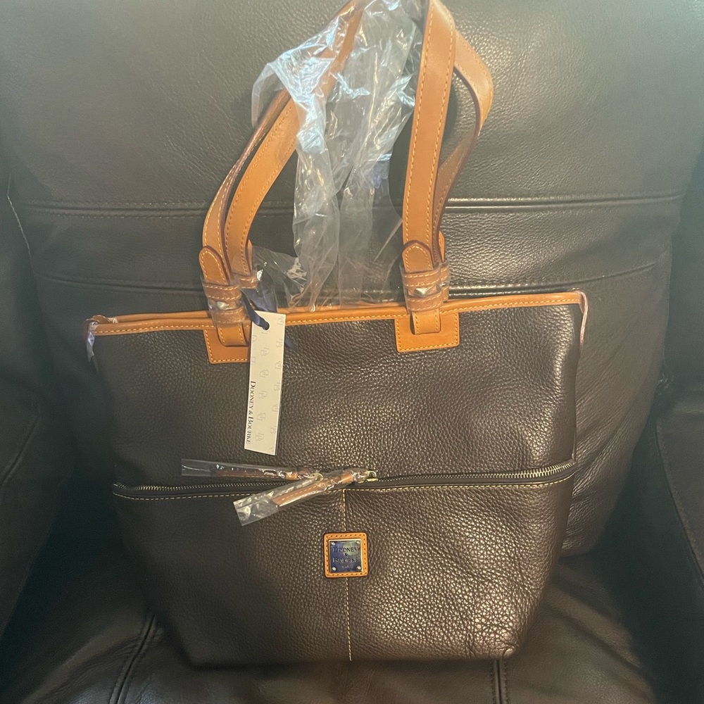 Brown leather convertible shopper. Brand New.